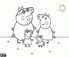 El paseo por el campo de Peppa Pig con su familia en un dia soleado