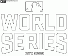 Un logo de las World Series, la Serie Mundial, el campeonato de final de temporada, en otoño, entre los campeones de las dos ligas profesionales, National League y American League