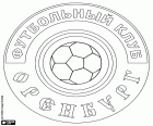 Insignia de FC Orenburg, club de fútbol con sede en Oremburgo, ciudad en el Distrito federal del Volga en la región de los Urales, la capital del Óblast de Oremburgo. La ciudad de Oremburgo está situada en el sur de Rusia a casi 1500 km de Moscú y a 90 km de la frontera con Kazajistán
