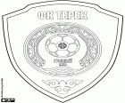 Escudo de FK Terek Grozny, club de fútbol con sede en Grozni, ciudad a orillas del río Sunzha en el sur de la Rusia Europea, situada entre la cordillera del Cáucaso y el mar Caspio. Grozni es la capital del República de Chechenia