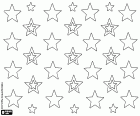 Un fondo de estrellas, un estampado ordenado con muchas y diferentes estrellas para las decoraciones de Navidad