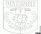 Escudo de Stichting Betaald Voetbal Vitesse, SBV Vitesse, club  de fútbol con sede en Arnhem, ciudad a orillas del río Rin en el este de los Países Bajos y la capital de la provincia de Güeldres 
