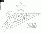 Insignia del FC Zenit de San Petersburgo, Futbolny Klub Zenit, club de fútbol que forma parte de un club deportivo con sede en San Petersburgo, importante ciudad portuaria en el mar Báltico, situada a orillas del río Neva en el óblast de Leningrado, en el noroeste de la Rusia europea. San Petersburgo es la segunda ciudad más poblada de Rusia