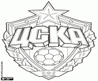 Emblema del CSKA Moscú, club de fútbol que forma parte de un gran club deportivo con sede en Moscú. El club fue conocido como el equipo del Ejército Rojo, pues formaba parte del ejército de la antigua Unión Soviética