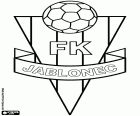 Insignia de FK Jablonec, club de fútbol con sede en Jablonec nad Nisou, ciudad a orillas del río Nisa, situada a unos 10 km de Liberec, en el norte de la región histórica de Bohemia, en el norte de la República Checa