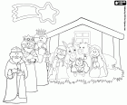 Los tres Reyes ya han llegado al fin de su larga ruta, están frente al Niño Jesús con sus ofrendas. La estrella de Belén los ha guiado hasta el portal