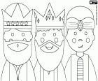 Las caras de los tres Reyes Magos de Oriente: Melchor, Gaspar y Baltasar