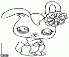 Un bonito conejito con un adorno en la oreja, una flor, otro de los animales de juguete de Littlest Pet Shop