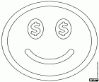 Smiley con los signos del dólar en los ojos, la representación del amor al dinero