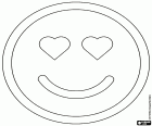 El emoticono del Smiley que significa amor, admiración, adoración o gratitud. La cara sonriente con los ojos en forma de corazones
