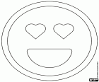 Un Smiley con los ojos en forma de corazones y sonriendo con la boca abierta, la cara de amor, una manera de expresar amor con los emoticonos