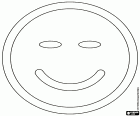 Una cara de emoticono con una sonrisa agradable y los ojos cerrados