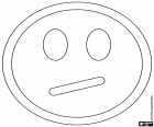 El emoticono de la cara con la boca torcida. Smiley está malhumorado o disgustado