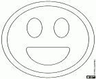 Smiley es el personaje más popular en el mundo de los emoticonos. En este dibujo para colorear lo vemos sonriendo con la boca abierta