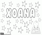 Xoana, nombre para niña en gallego que corresponde a Juana, proviene de Xoán, la forma masculina del nombre gallego que corresponde a Juan
