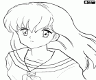 Kagome Higurashi es la segunda protagonista del anime manga Inuyasha. En este dibujo para colorear la bella y dulce cara de Kagome