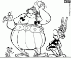 Astérix y Obélix con el perrito Idéfix, los protagonistas principales de Astérix el Galo, una creación de René Goscinny y Albert Uderzo