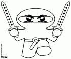 Un guerrero ninja armado con dos katanas