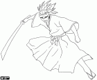 Renji Abarai en acción con el arma. Él es un shinigami, un personaje de Bleach