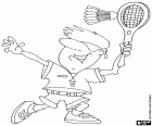 Un jugador de bádminton en el momento de realizar un smash
