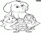 Linny, Tuck y Ming Ming, las tres mascotas héroes con el perrito. Los protagonistas de esta aventura de las Mascotas Maravilla, Wonder Pets
