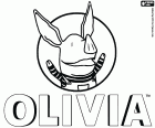 El logo de Olivia con la cara alegre de la cerdita, el personaje principal creado por Ian Falconer