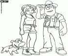 Los protagonistas principales de las aventuras de Tadeo Jones son el explorador Tadeo y la joven arqueóloga Sara, siempre acompañados por su fiel perro Jeff 