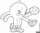 El pulpo Pypus está jugando a fútbol. En este dibujo para colorear vemos a Pypus chutando el balón