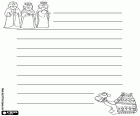 Para escribir tu carta de deseos navideños para los Reyes Magos de Oriente. Una carta con los tres reyes y un camello