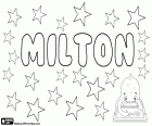 Milton, nombre para niño en inglés, tiene su origen en el mismo apellido que deriva del topónimo "mill town" en  inglés antiguo