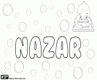 Nazar, nombre masculino con diferentes orígenes. Nazar, nombre para niño en ruso, ucraniano y armenio que corresponde a Nazario, su significado es "de Nazaret". Nazar, variante del nombre árabe, Nadhr