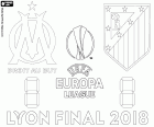 Olympique de Marsella contra Atlético de Madrid, la final de la UEFA Europa League 2017-2018, 16 de mayo de 2018, en el Parc OL, Lyon, Francia