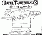 Frank está feliz durante las vacaciones con su camisa de póquer, una escena de la nueva película de Hotel Transylvania 3, Unas vacaciones monstruosas o Monstruos de vacaciones