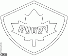Logo del equipo nacional de rugby de Canadá. Tienen los sobrenombres de Canucks y Les Rouges