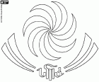 Logo de la selección nacional de rugby de Georgia, conocida como Los Lelos y Borjgalosnebi que significa los hombres de Borjgali. El borjgali es el símbolo georgiano del sol y el símbolo oficial de Georgia
