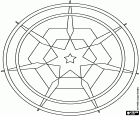 Una composición geométrica con una estrella en forma de mandala, una bonita decoración navideña