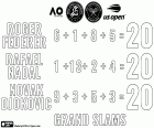 Novak Djokovic ha conseguido igualar a Roger Federer y Rafael Nadal en el número de victorias en los cuatro grandes torneos. Los tres tenistas han conseguido individualmente 20 títulos en los torneos del Grand Slam. Los cuatro campeonatos más importantes son Abierto de Australia, Roland Garros, Wimbledon y Abierto de EUA. Federer 6+1+8+5=20, Nadal 1+13+2+4=20, Djokovic 9+3+5+3=20, respectivamente
