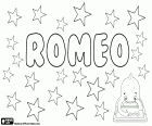 Romeo, nombre para niño que proviene del nombre griego Rhomaios, utilizado en español, italiano y rumano. Rómeó, nombre en húngaro e islandés. Roméo, nombre en francés. Romèo, nombre en occitano languedociano.