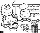 Hello Kitty ha ido a comprar el pan a la panadería con su madre