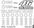Valentino Rossi, con su ya mítico número 46 y conocido con el apodo de El Doctor, se ha convertido en leyenda viva del motociclismo de velocidad. Rossi se ha retirado después de 26 temporadas como piloto de categoría mundial, del 1996 al 2021, en los cuales ha conseguido un total de 235 podios, 115 victorias y 9 títulos mundiales en cuatro categorías: uno en 125 cc, otro en 250 cc, uno en 500 cc y seis en Moto GP