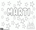 Martí, nombre para niño en catalán, proviene del nombre romano Martinus. Marti, diminutivo de los nombres Martino y Martina en italiano. Márti, diminutivo de Márta en húngaro