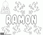 Ramón, nombre masculino en español, derivado del nombre germánico Raginmund como Raimundo. Ramon, nombre para niño en catalán, como Raimon