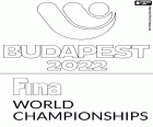 Logo del Campeonato Mundial de Deportes Acuáticos Budapest 2022. Este campeonato mundial organizado por la FINA se disputa en la capital húngara del 18 de junio al 4 de julio de 2022