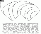 El logo del Campeonato Mundial de Atletismo 2022 organizado por la IAAF que se disputa en Eugene, Oregon, EUA, del 15 al 24 de julio de 2022