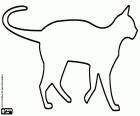 Silueta con la vista lateral de un gato caminando tranquilamente