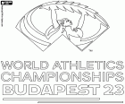 El logo del Campeonato Mundial de Atletismo de 2023, Budapest, Hungría, del 19 al 27 de agosto de 2023