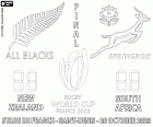 Los All Blacks de Nueva Zelanda y los Sprinboks de Sudáfrica, la final de la Copa Mundial de Rugby 2023, Stade de France, Saint-Denis, Francia, 28 de octubre de 2023