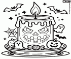 Colorear Una vela de Halloween