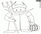 Colorear Niño disfrazado diablo Halloween