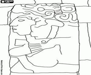 Colorear Un relieve maya, Palenque,México